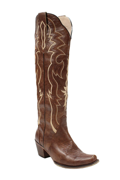 Wet Kiss Womens Leather Square Toe Cowboy Boots Brown Size 8.5