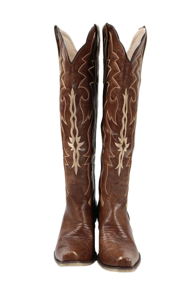Wet Kiss Womens Leather Square Toe Cowboy Boots Brown Size 8.5