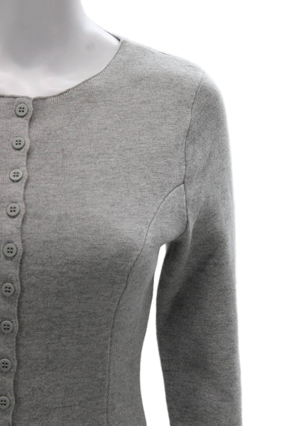 Aligne Women Gray Organic Cotton Tunic Button Up Round Neck Long Sleeve Size 2