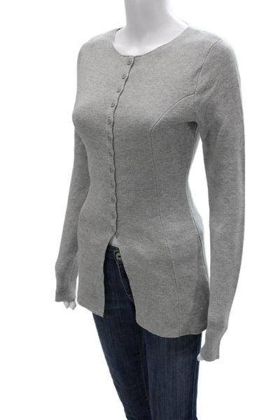 Aligne Women Gray Organic Cotton Tunic Button Up Round Neck Long Sleeve Size 2