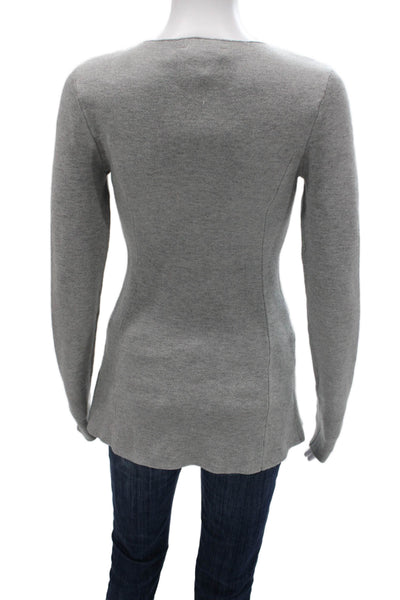 Aligne Women Gray Organic Cotton Tunic Button Up Round Neck Long Sleeve Size 2