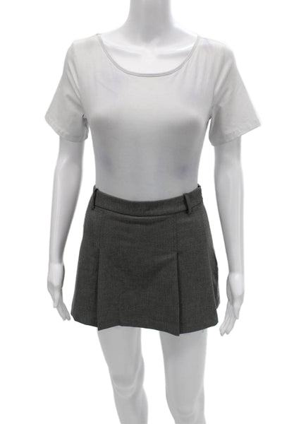 Zara Women Pleated Mini Skirt Gray Viscose Zip Preppy Size S