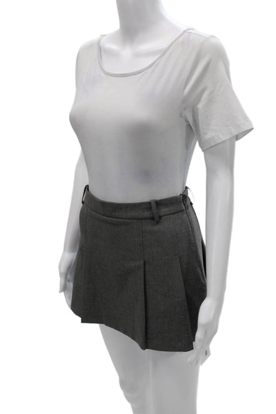 Zara Women Pleated Mini Skirt Gray Viscose Zip Preppy Size S