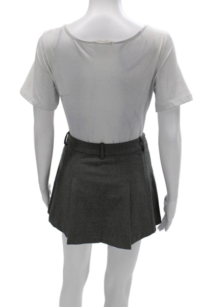 Zara Women Pleated Mini Skirt Gray Viscose Zip Preppy Size S