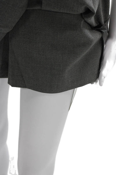 Zara Women Pleated Mini Skirt Gray Viscose Zip Preppy Size S