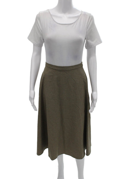 MNG Women A-Line Long Check Viscose Skirt Green Size 2
