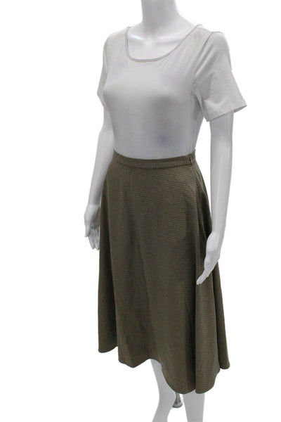 MNG Women A-Line Long Check Viscose Skirt Green Size 2
