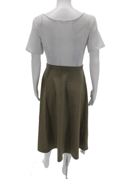 MNG Women A-Line Long Check Viscose Skirt Green Size 2