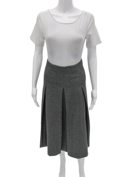 MNG Women Pleated Midi Skirt Gray Polyester Blend Size S