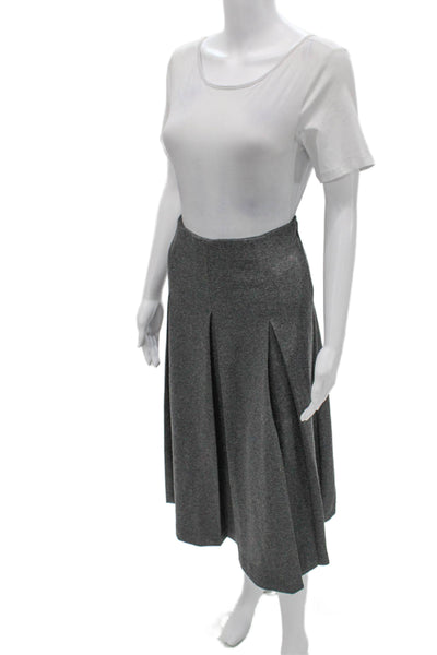 MNG Women Pleated Midi Skirt Gray Polyester Blend Size S