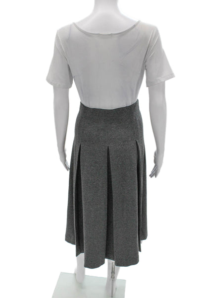 MNG Women Pleated Midi Skirt Gray Polyester Blend Size S