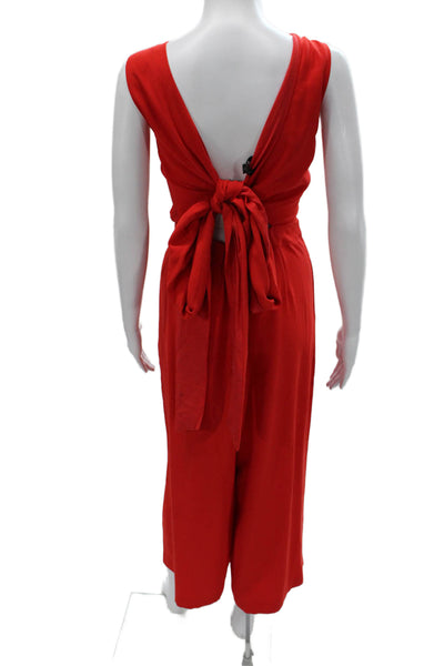 J Crew Women Red Sleeveless V-Neck Pants Set Tie Waist Size 14