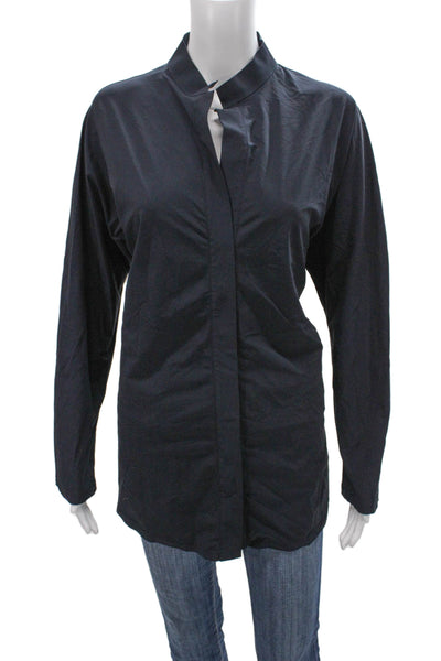 Aday Women Tunic Black Collared Long Sleeve Nylon Blend Size XL