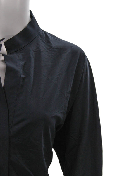 Aday Women Tunic Black Collared Long Sleeve Nylon Blend Size XL