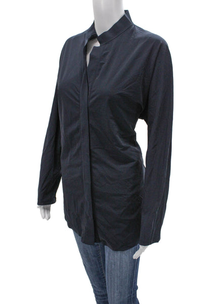 Aday Women Tunic Black Collared Long Sleeve Nylon Blend Size XL
