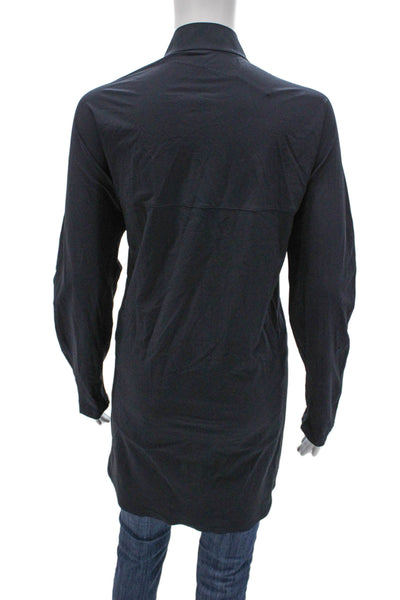 Aday Women Tunic Black Collared Long Sleeve Nylon Blend Size XL