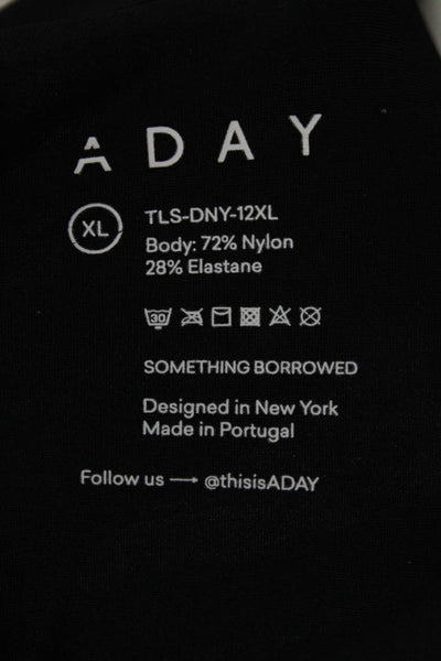 Aday Women Tunic Black Collared Long Sleeve Nylon Blend Size XL