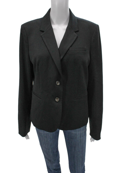 J Crew Womens Blazer Black Polyester Button Long Sleeve Size L