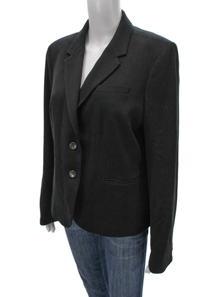 J Crew Womens Blazer Black Polyester Button Long Sleeve Size L