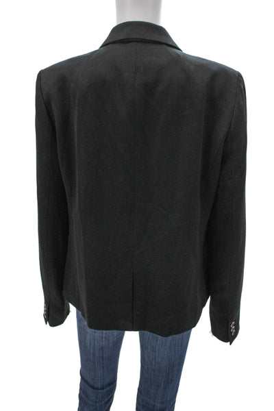 J Crew Womens Blazer Black Polyester Button Long Sleeve Size L
