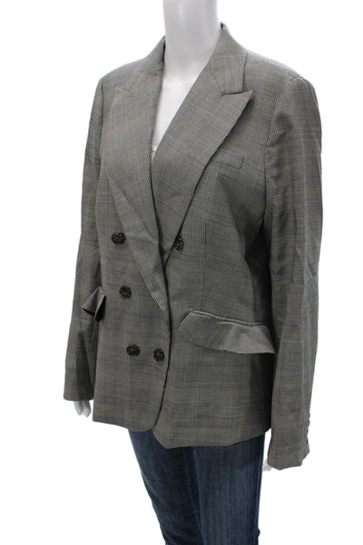 J Crew Womens Gray Plaid Wool Blazer Button Long Sleeve Business Size 14