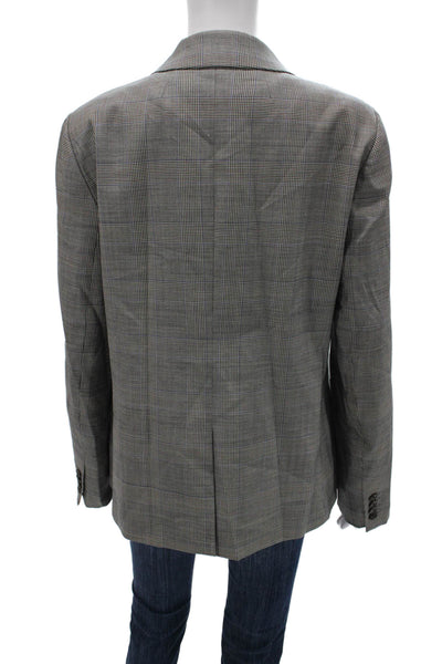 J Crew Womens Gray Plaid Wool Blazer Button Long Sleeve Business Size 14