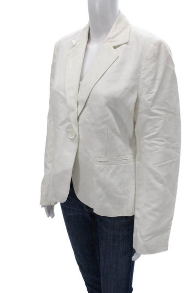 L.K. Bennett Women Pant Suit Blazer White Linen Blend Long Sleeve Size 12