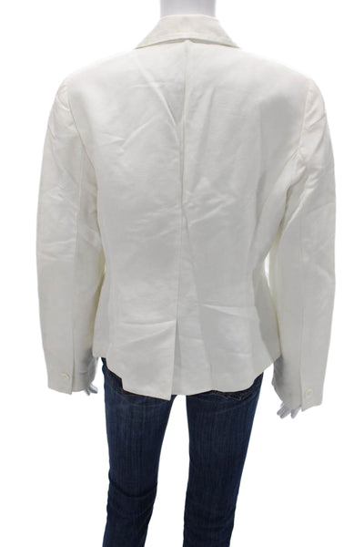 L.K. Bennett Women Pant Suit Blazer White Linen Blend Long Sleeve Size 12