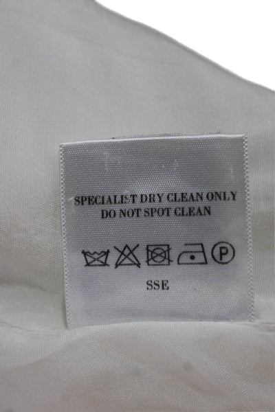 L.K. Bennett Women Pant Suit Blazer White Linen Blend Long Sleeve Size 12