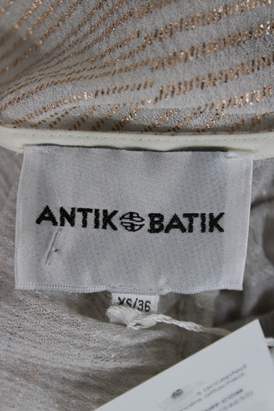 Antik Batik Womens Maxi Dress Beige V-Neck Striped Short Sleeve Size XS