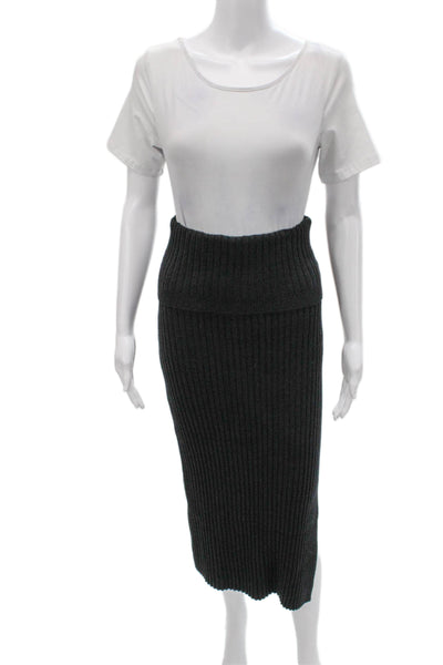 Joseph Women Gray Rayon Straight Pencil Midi Skirt Pull On Size M
