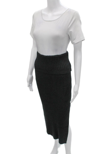 Joseph Women Gray Rayon Straight Pencil Midi Skirt Pull On Size M