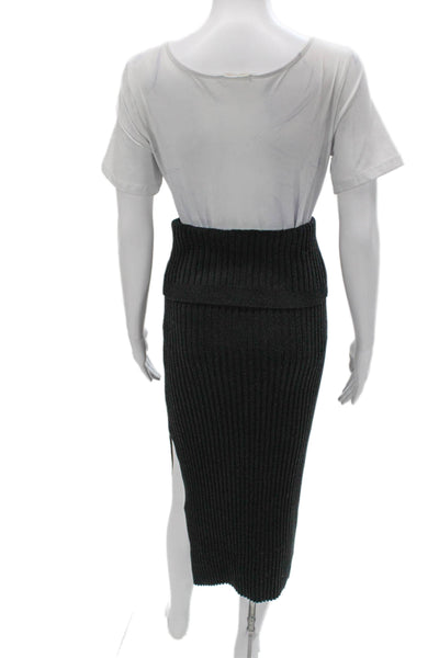 Joseph Women Gray Rayon Straight Pencil Midi Skirt Pull On Size M