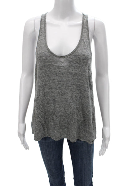 T Alexander Wang Women Basic Gray Linen Scoop Neck Sleeveless Tank Size M