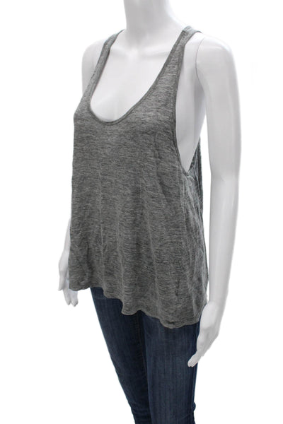T Alexander Wang Women Basic Gray Linen Scoop Neck Sleeveless Tank Size M