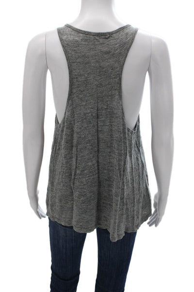 T Alexander Wang Women Basic Gray Linen Scoop Neck Sleeveless Tank Size M