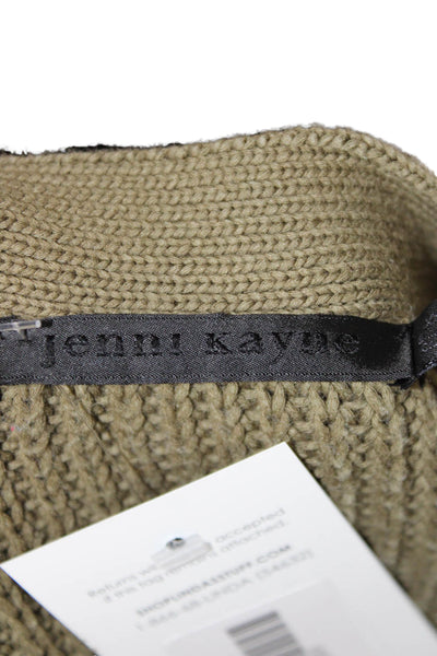 Jenni Kayne Women Cardigan V Neck Long Sleeve Green Organic Cotton Size XS