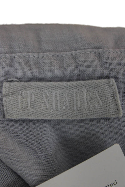 CP Shades Unisex Adults Collared Linen Gray Long Sleeve Blouse Size S