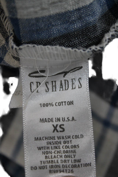 CP Shades Womens Plaid Tunic Sleepshirt Button Cotton Long Sleeve Size XS