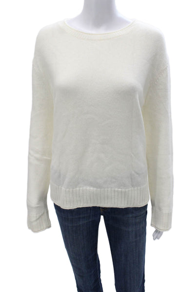 Jenni Kayne Women Ivory Pullover Sweater Crew Neck 40% Wool Long Sleeve Size L