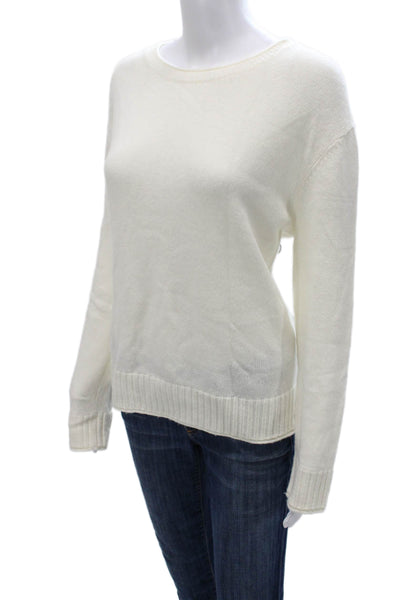 Jenni Kayne Women Ivory Pullover Sweater Crew Neck 40% Wool Long Sleeve Size L