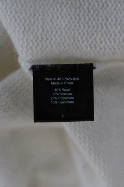 Jenni Kayne Women Ivory Pullover Sweater Crew Neck 40% Wool Long Sleeve Size L