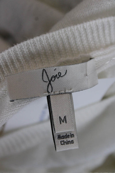 Joie Womens White Linen Floral Boat Neck Long Sleeve Basic T-Shirt Size M
