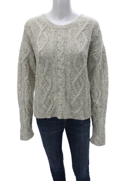 Majestic Filatures Women Gray Cotton Crewneck Sweater Long-Sleeve Size 4