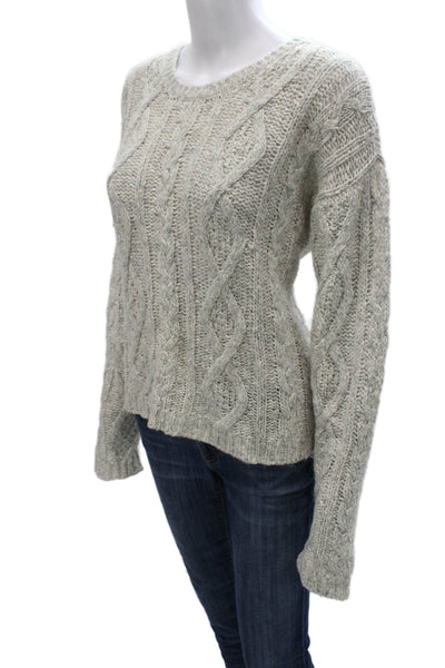 Majestic Filatures Women Gray Cotton Crewneck Sweater Long-Sleeve Size 4
