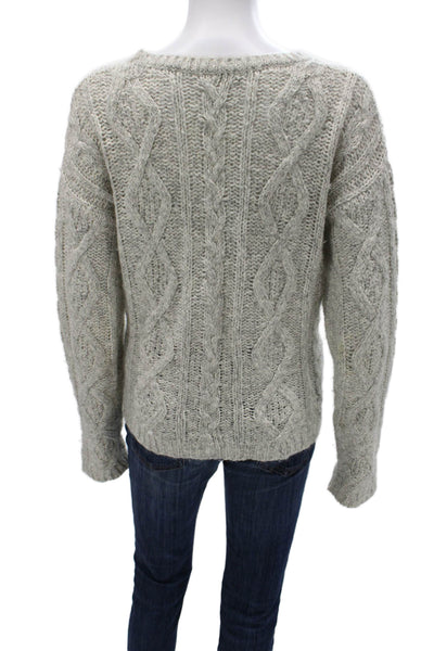Majestic Filatures Women Gray Cotton Crewneck Sweater Long-Sleeve Size 4