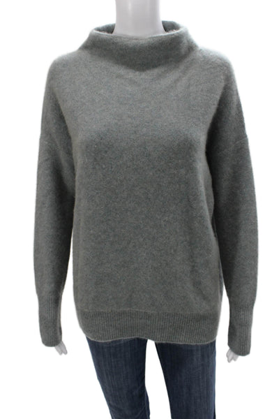 Vince Women Gray 100% Cashmere Mock Neck Pullover Sweater Long Sleeve Size S