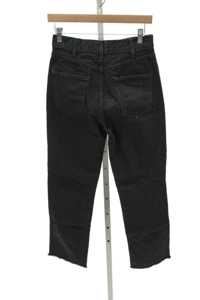 Nili Lotan Unisex Adults Straight Jeans Black Cotton High Rise Zip Size 26