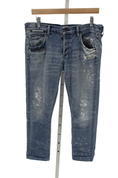Citizens of Humanity Mens Tapered Distressed Blue High Rise Jeans Size 27