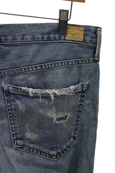 Citizens of Humanity Mens Tapered Distressed Blue High Rise Jeans Size 27